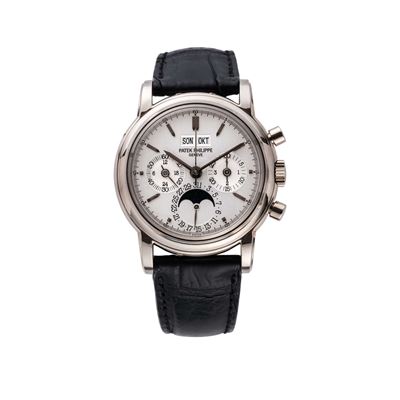 Cronografo Perpetuale 3970 in oro bianco 18 kt con calendario perpetuo, fasi lunari e indicazione...