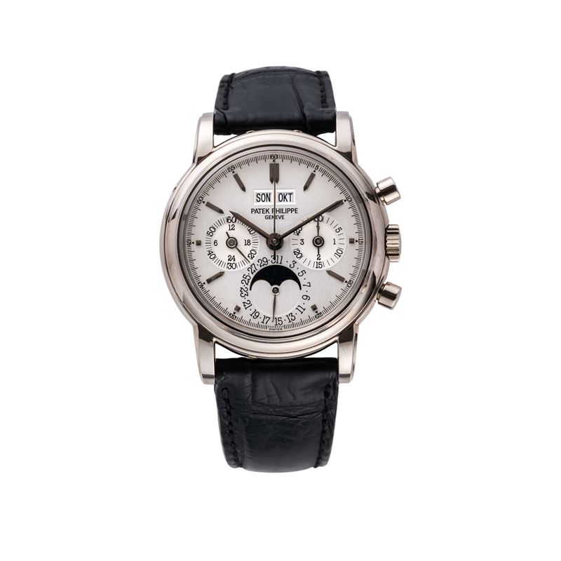 Patek Philippe - Cronografo Perpetuale 3970 in oro bianco 18 kt con calendario perpetuo, fasi lun...