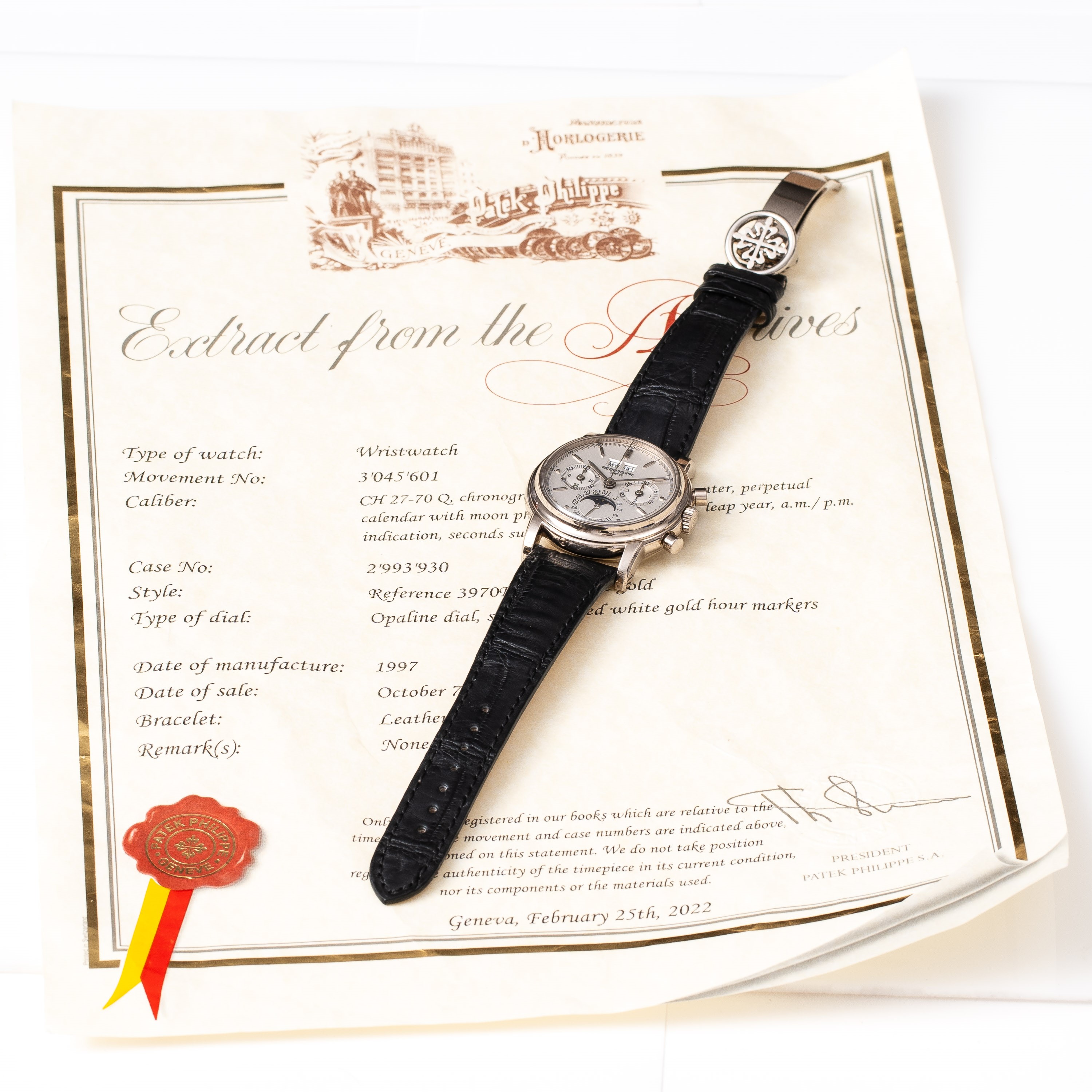 Patek Philippe - Cronografo Perpetuale 3970 in oro bianco 18 kt con calendario perpetuo, fasi lun...