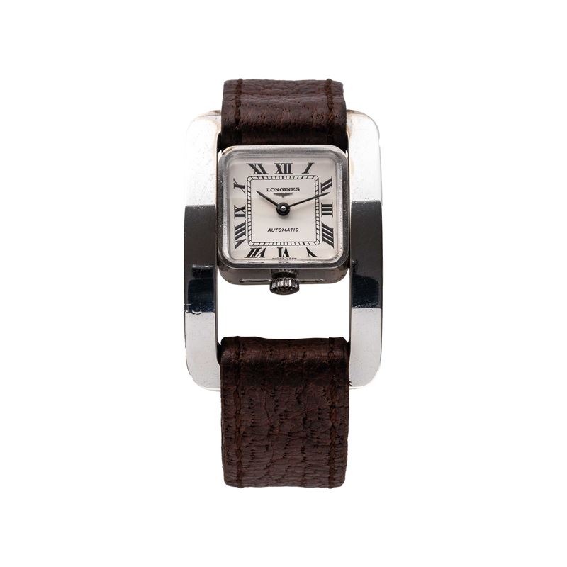 Longines - Orologio "Fibbia" a carica automatica in argento con quadrante bianco (cal. L2563.1)