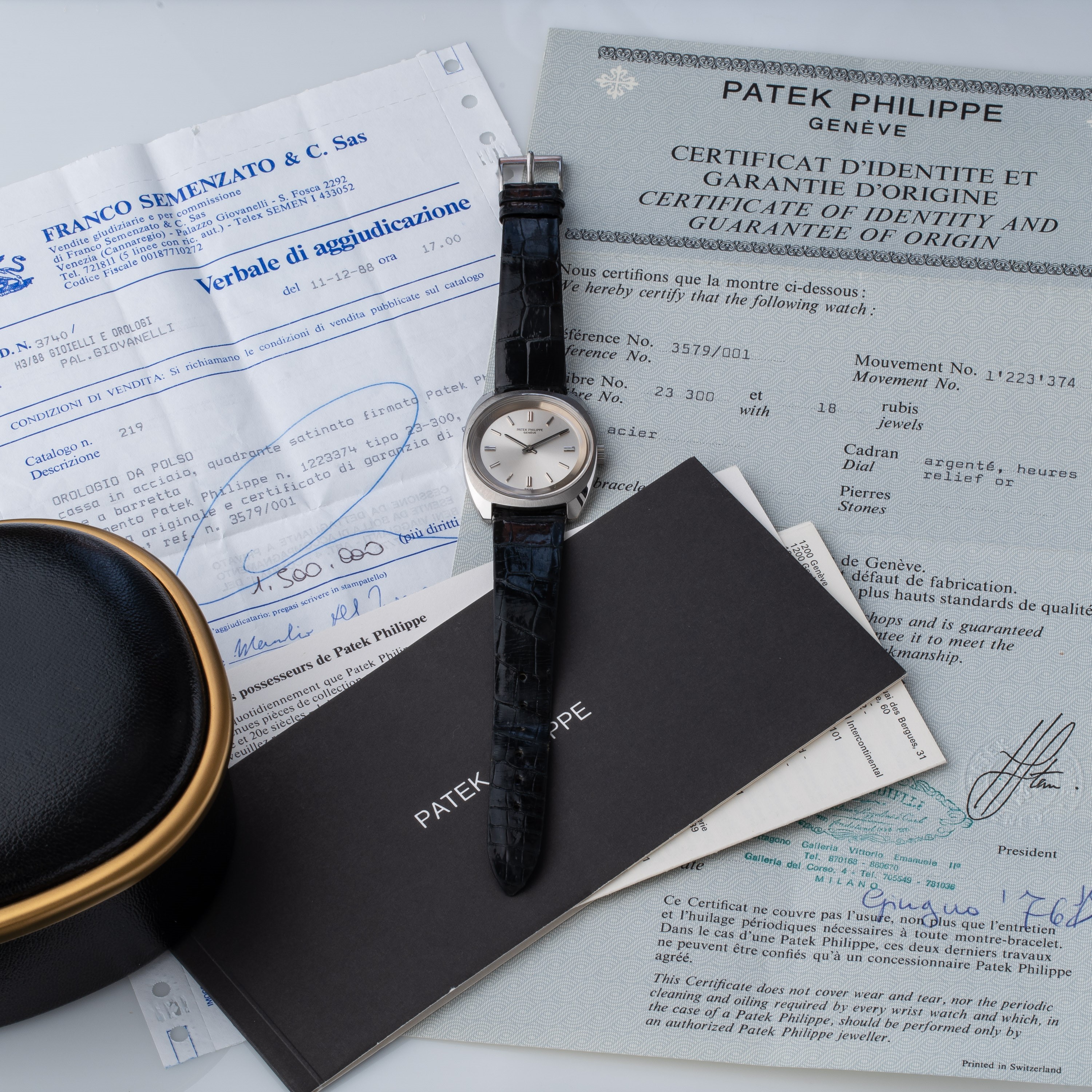 Patek Philippe - Calatrava 3579-1, orologio da polso in acciaio a carica manuale con quadrante ar...