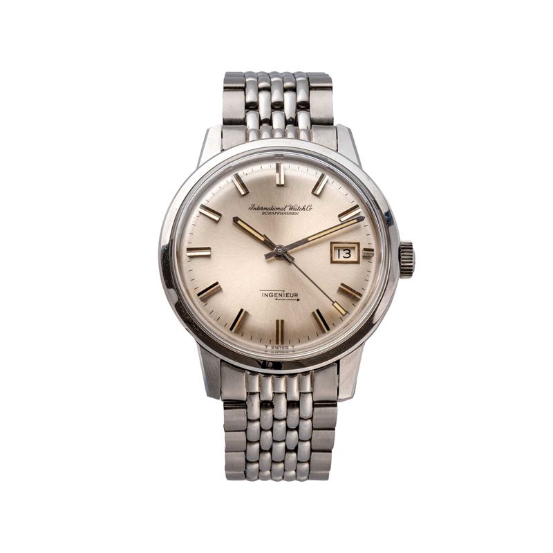 Iwc - Ingenieur, orologio automatico in acciaio con quadrante argenté e datario ad ore tre