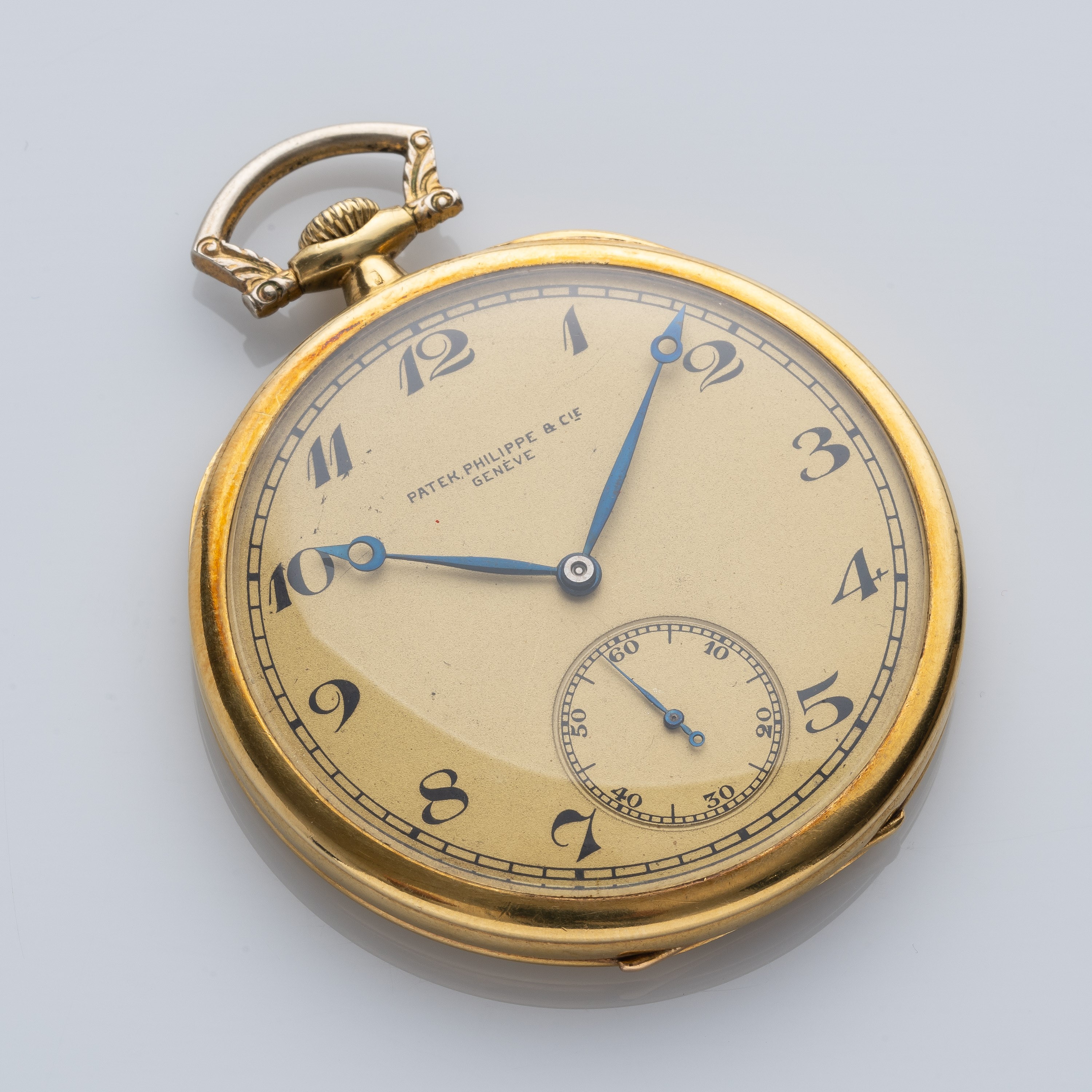 Patek Philippe - Orologio da tasca in oro giallo 18 kt a carica manuale con numeri Breguet e picc...