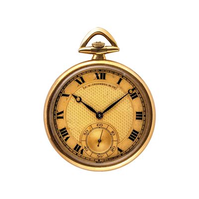 Orologio da tasca in oro giallo 18 kt a carica manuale per il rivenditore J.E. Caldwell, Philadel...