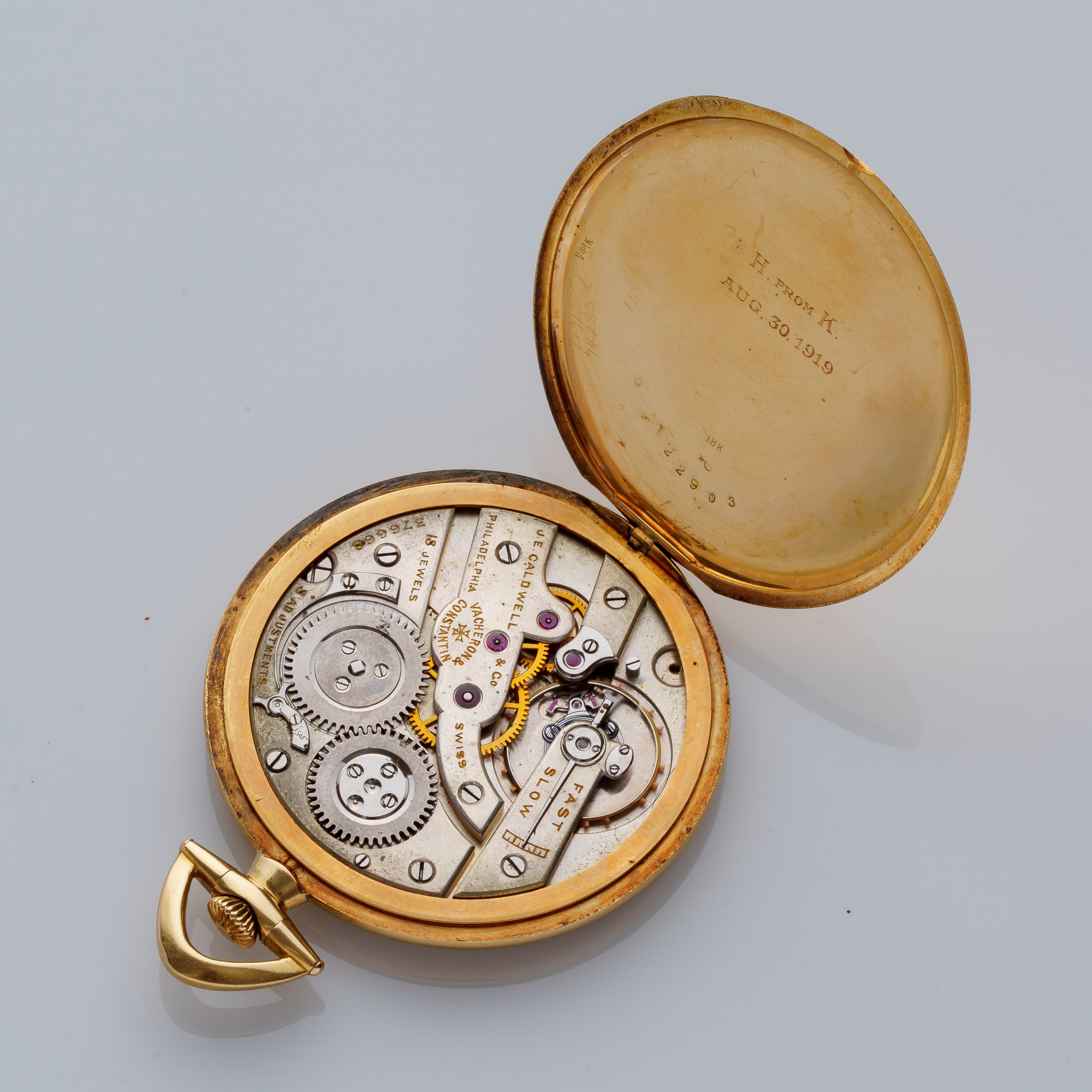 Vacheron Constantin - Orologio da tasca in oro giallo 18 kt a carica manuale per il rivenditore J...