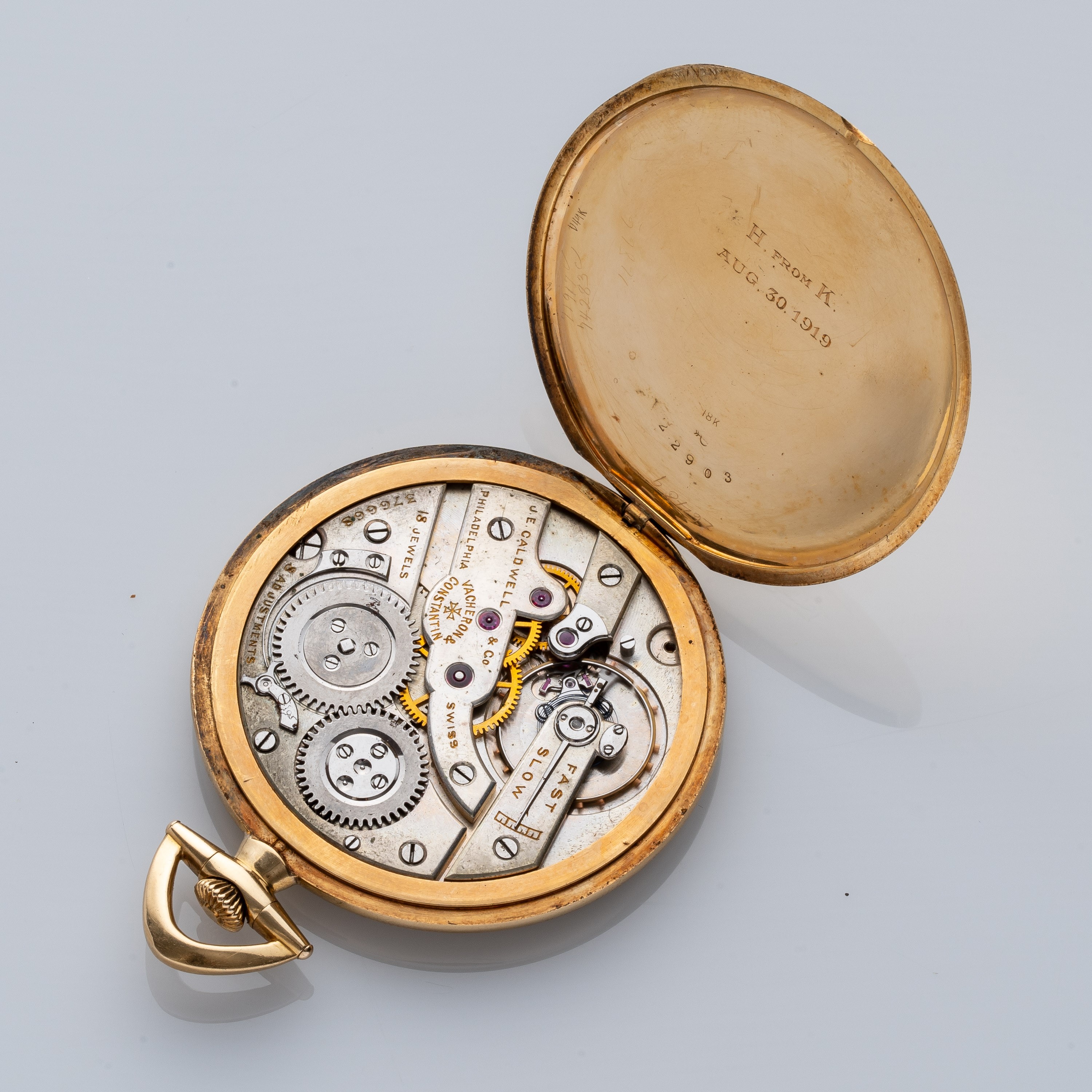 Vacheron Constantin - Orologio da tasca in oro giallo 18 kt a carica manuale per il rivenditore J...