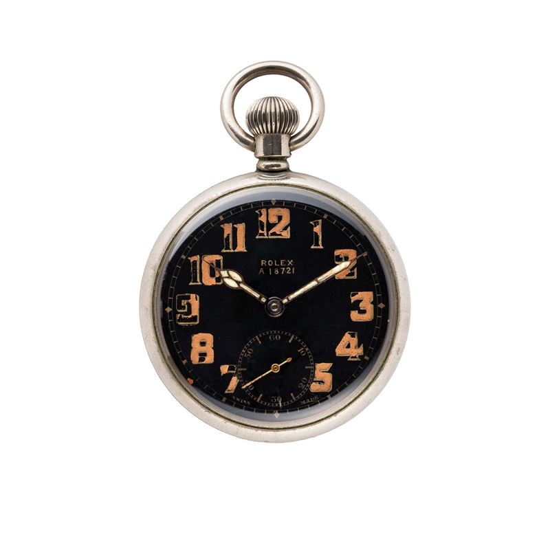 Rolex - Orologio da tasca militare in acciaio, ref. 18721, carica manuale (Cal. 540)