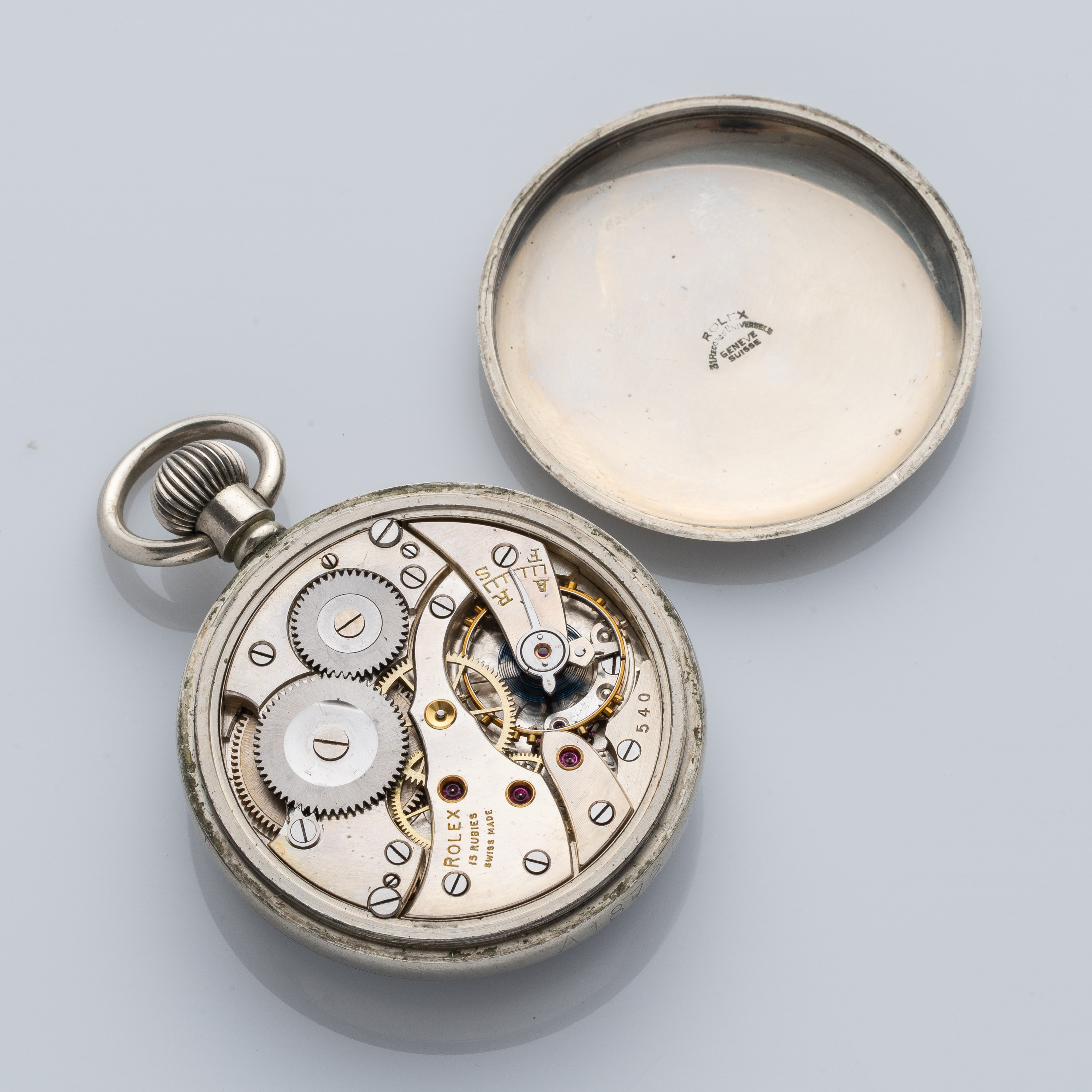 Rolex - Orologio da tasca militare in acciaio, ref. 18721, carica manuale (Cal. 540)