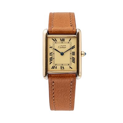 Tank orologio solo tempo in argento placcato oro (quarzo)