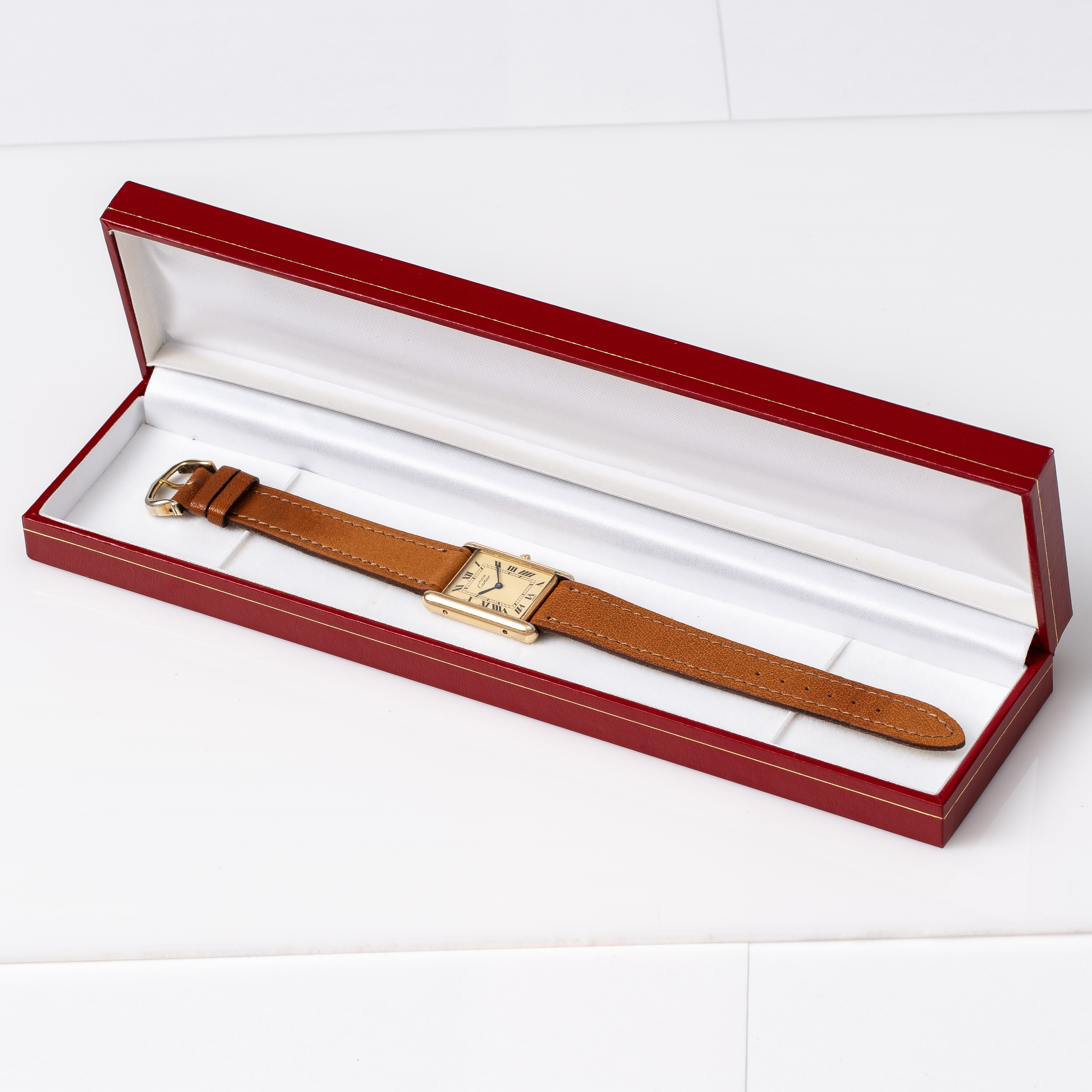 Cartier - Tank orologio solo tempo in argento placcato oro (quarzo)