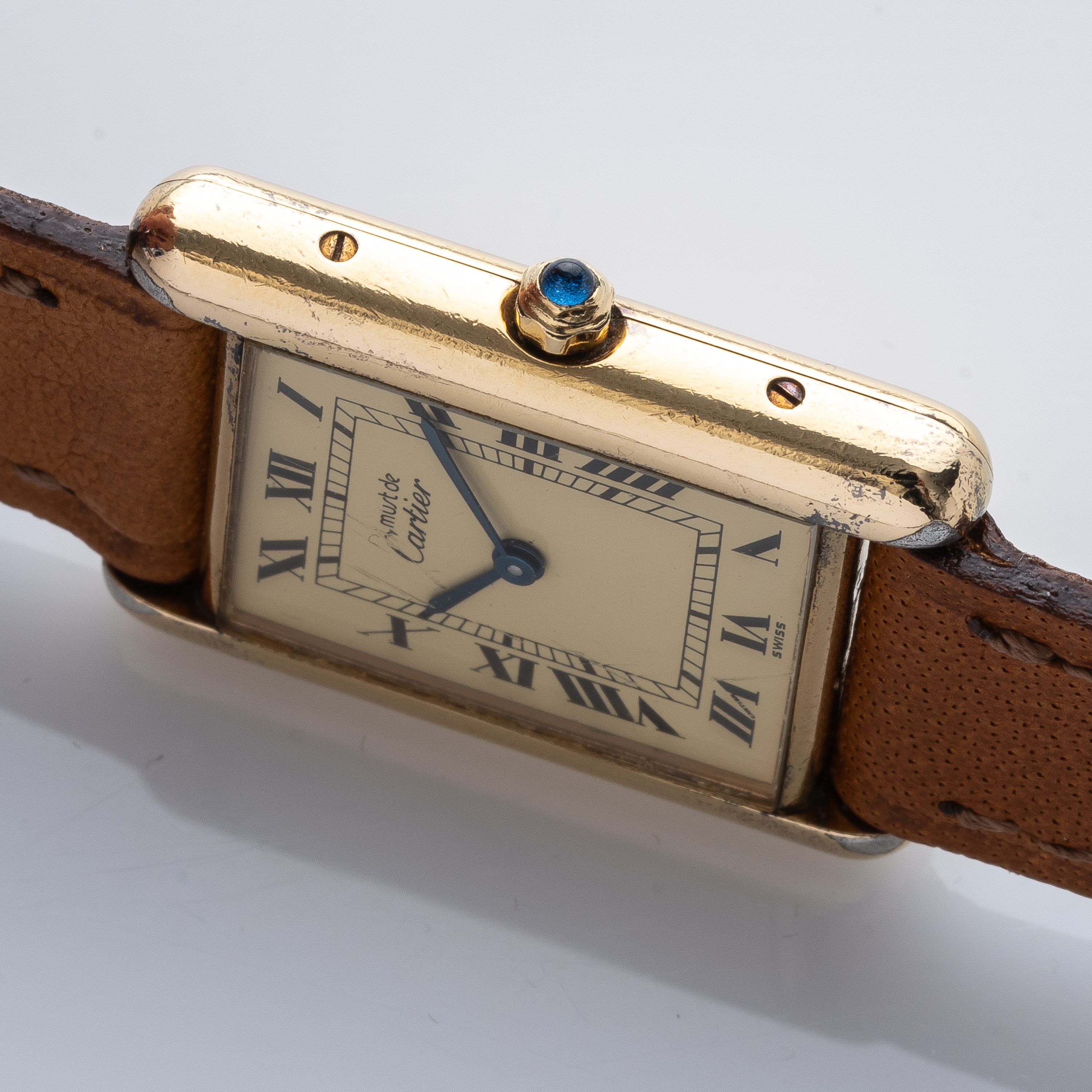 Cartier - Tank orologio solo tempo in argento placcato oro (quarzo)