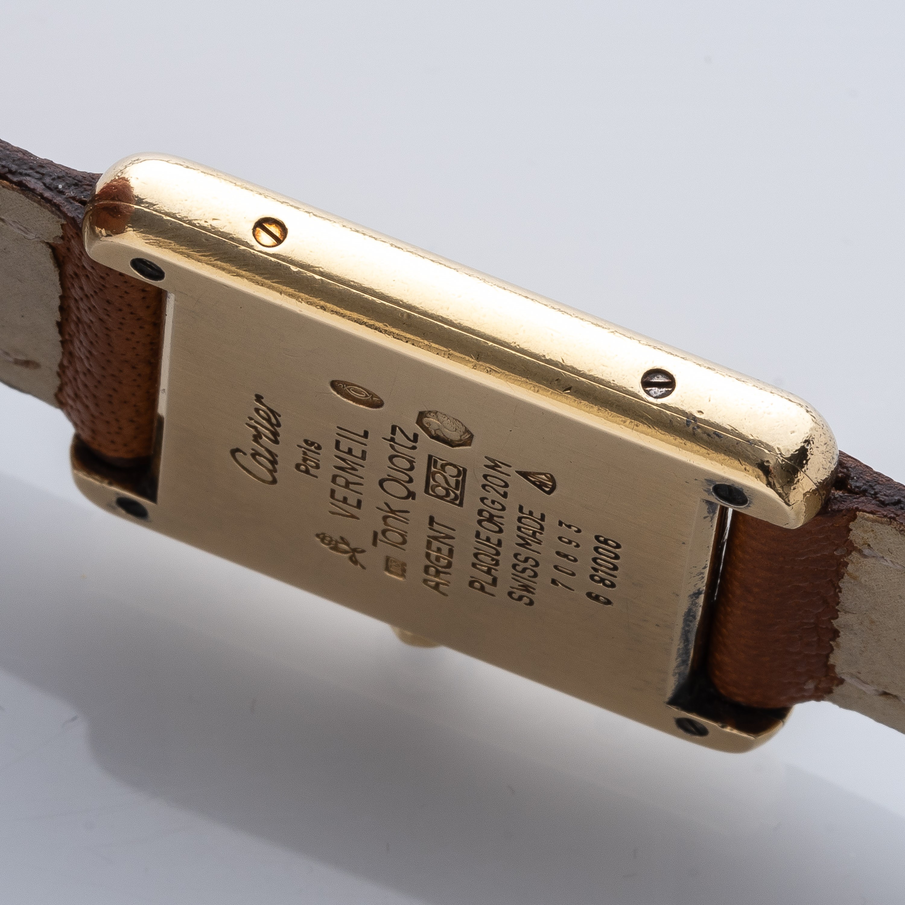 Cartier - Tank orologio solo tempo in argento placcato oro (quarzo)