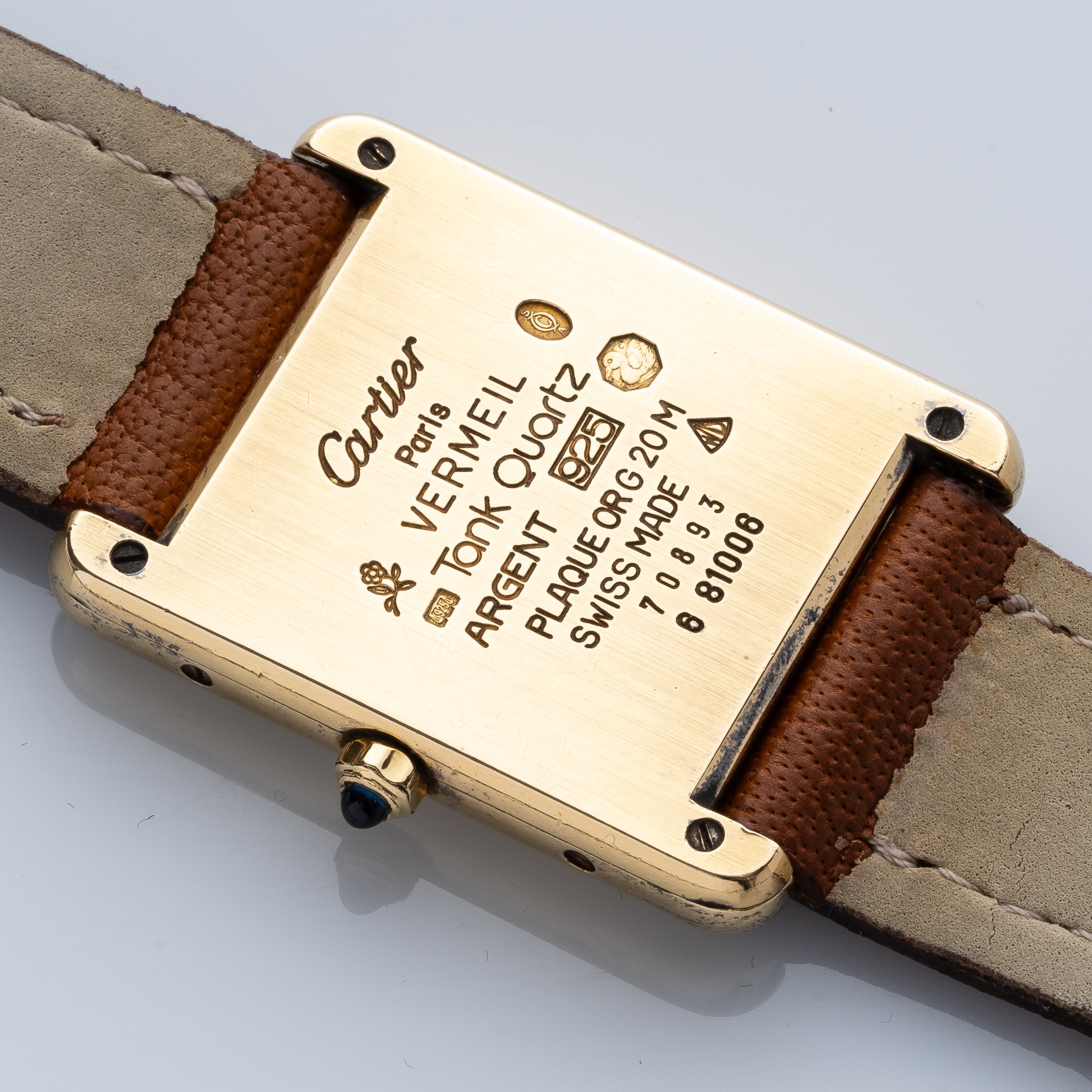 Cartier - Tank orologio solo tempo in argento placcato oro (quarzo)