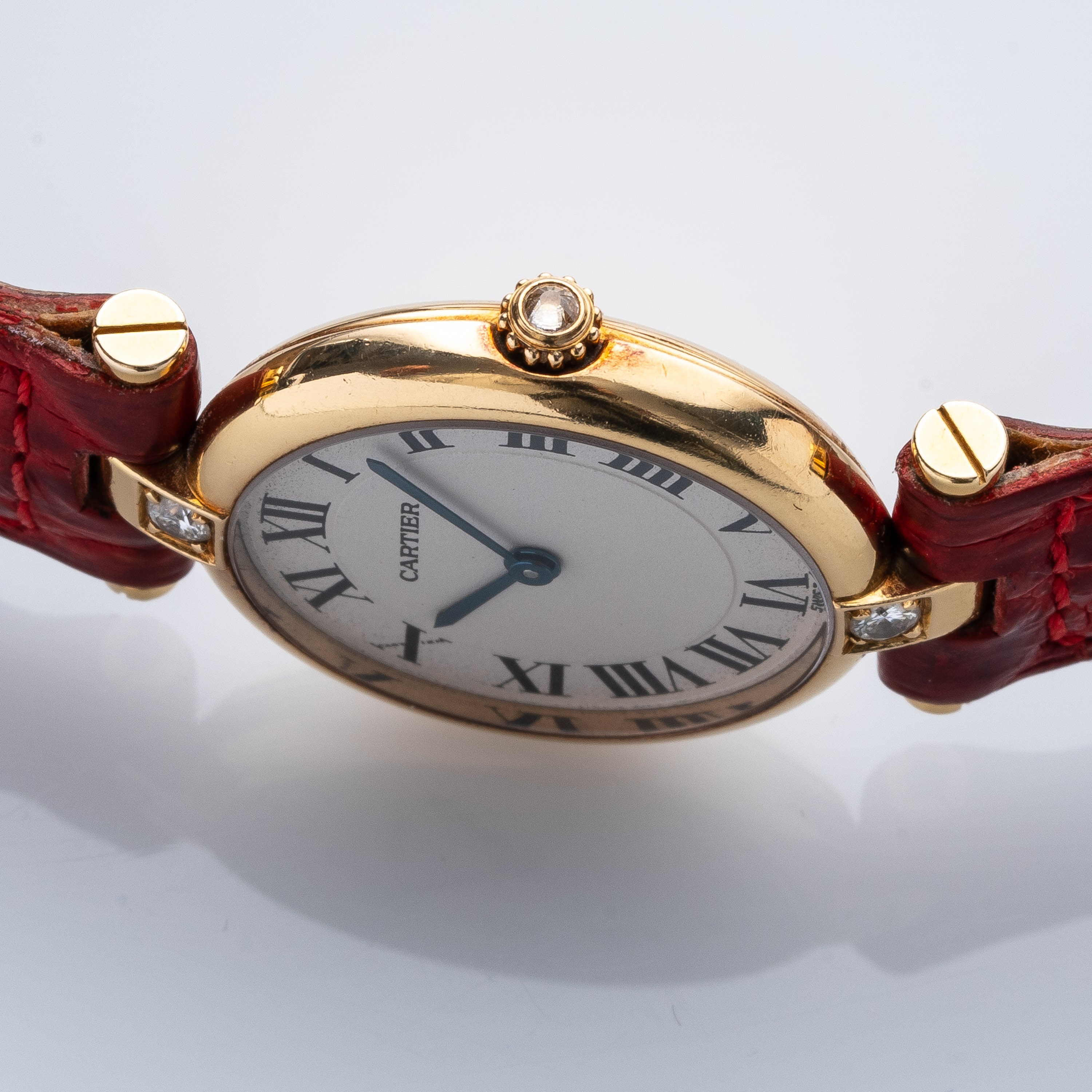 Cartier - Vendôme — Orologio da donna solo tempo in oro giallo 18 kt con diamanti, quadrante bian...