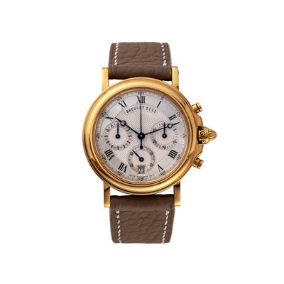 Marine Chronograph 4460, cronografo automatico in oro giallo 18 kt con quadrante bianco bitonale