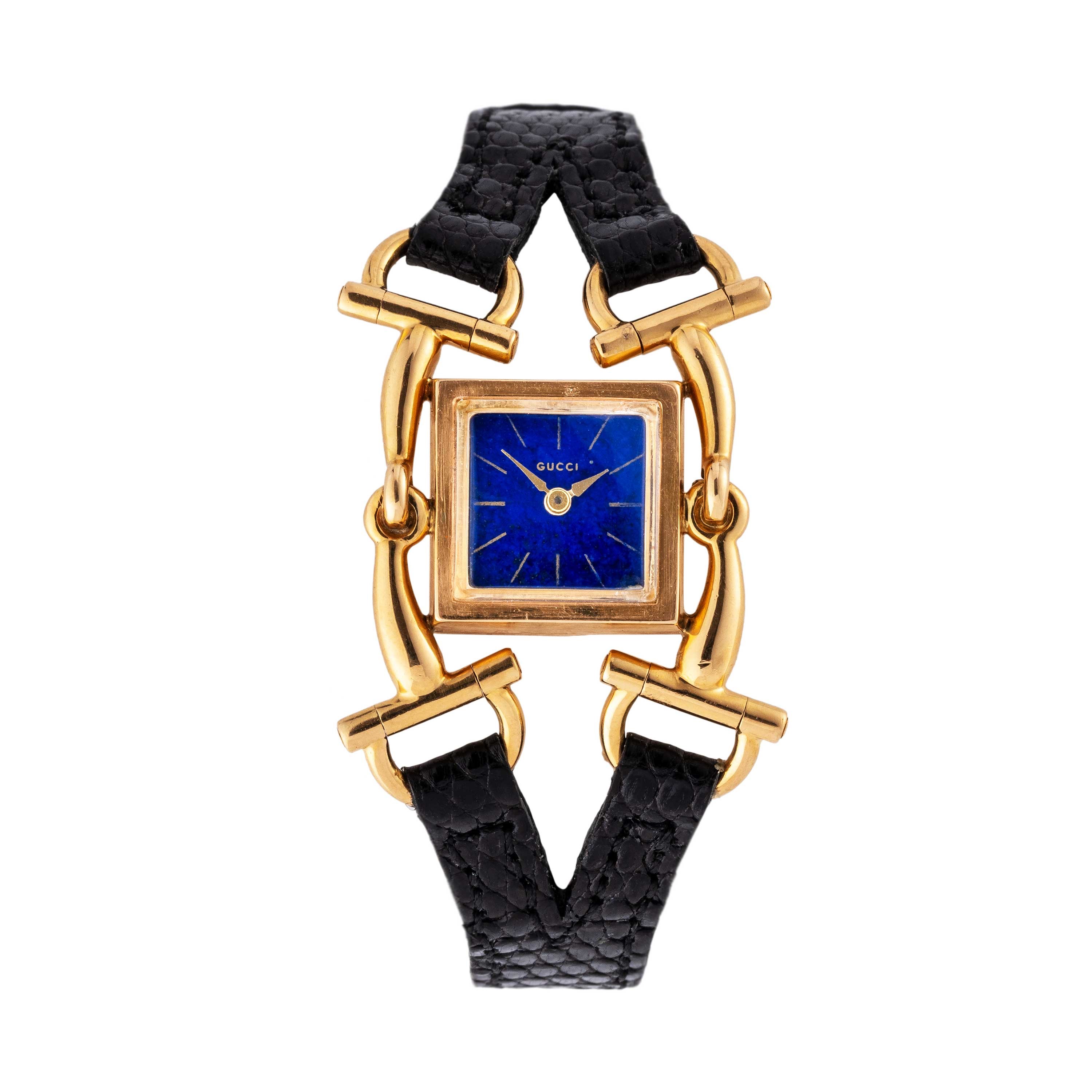 Gucci - Orologio da polso “Fibbia” a carica manuale con cassa in oro giallo 18kt e quadrante in l...