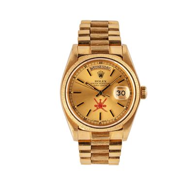 Day-Date ref. 18078, oro giallo 18 kt, cal. 3055 (c. 1980) con quadrante “Khanjar”