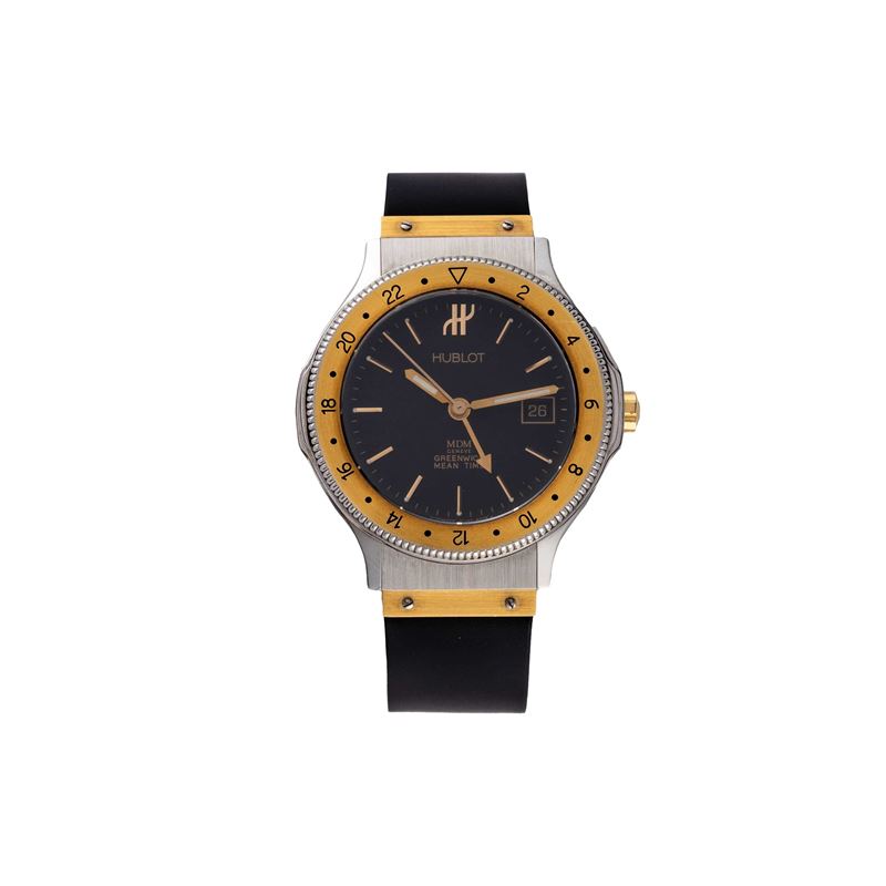Hublot - MDM GMT – orologio GMT a carica automatica in acciaio e oro 18kt con quadrante nero
