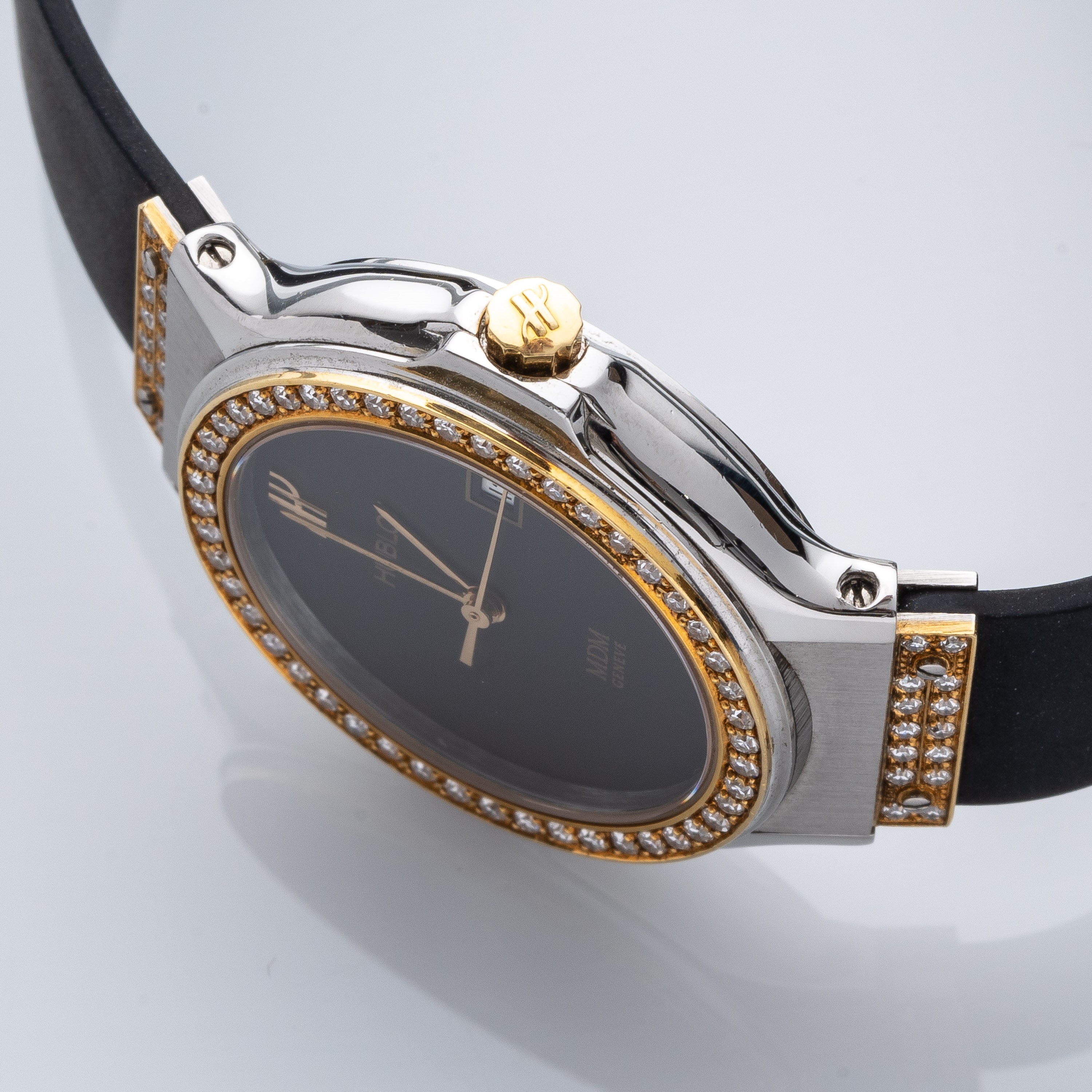 Hublot - MDM Lady Diamond 1391.2.054, orologio solo tempo al quarzo in acciaio e oro giallo 18 kt...