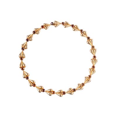 Collana e bracciale stampati vuoti in oro 18 kt, con quarzi citrini