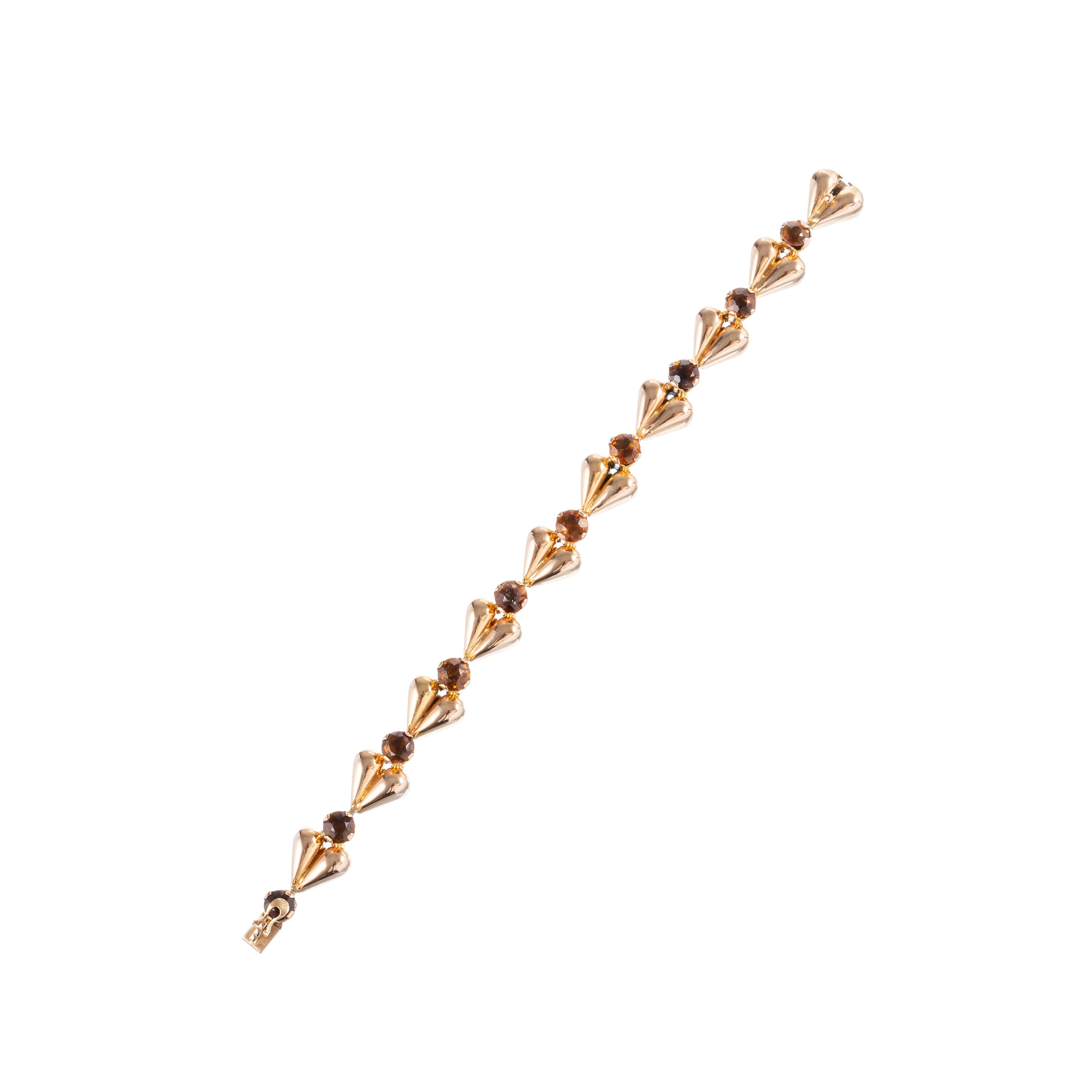 Collana e bracciale stampati vuoti in oro 18 kt, con quarzi citrini