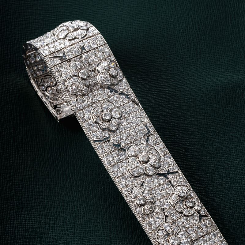 Bracciale in platino e oro bianco 18 kt con diamanti