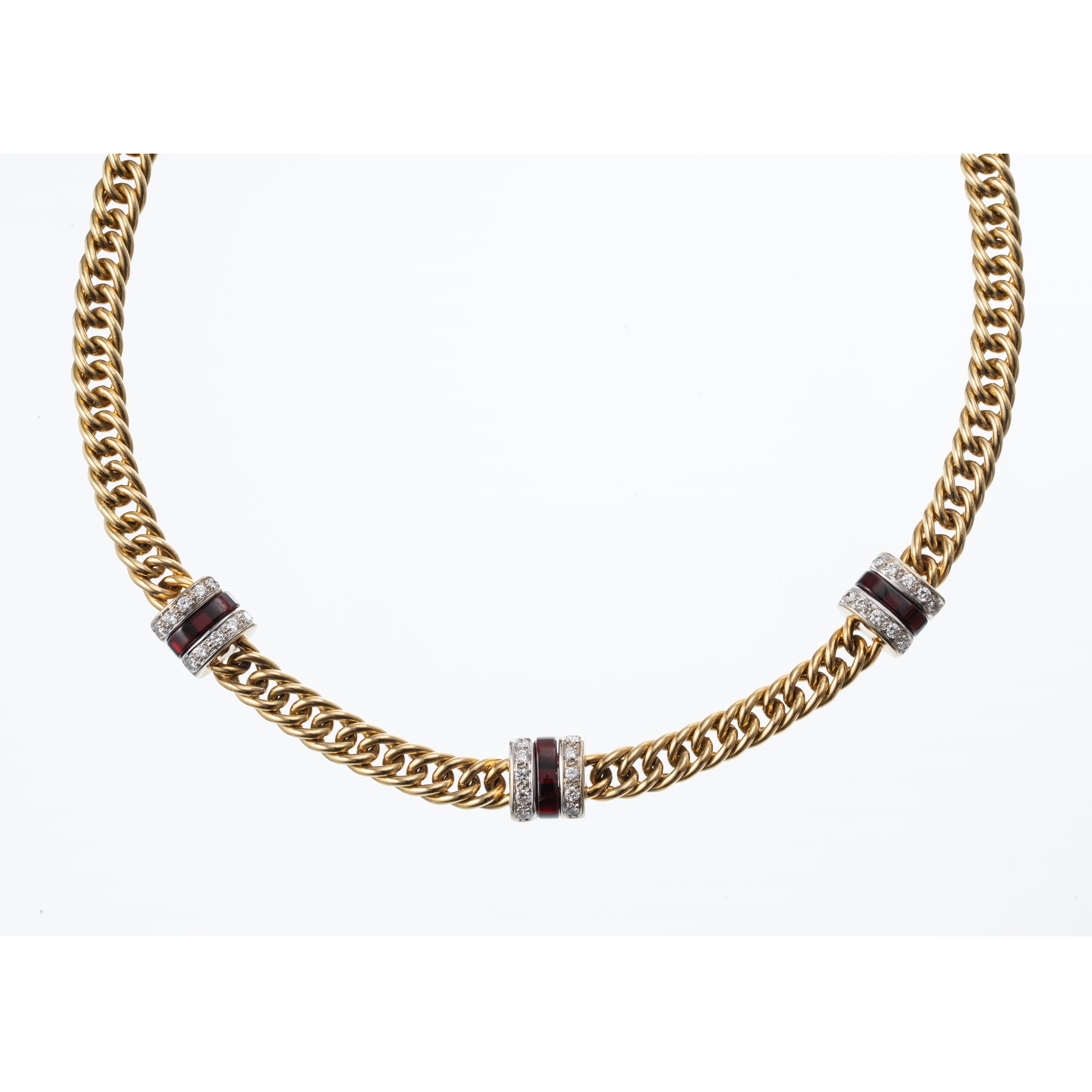 Pomellato - Collana in oro giallo 18 kt con inserti in diamanti e occhio di tigre