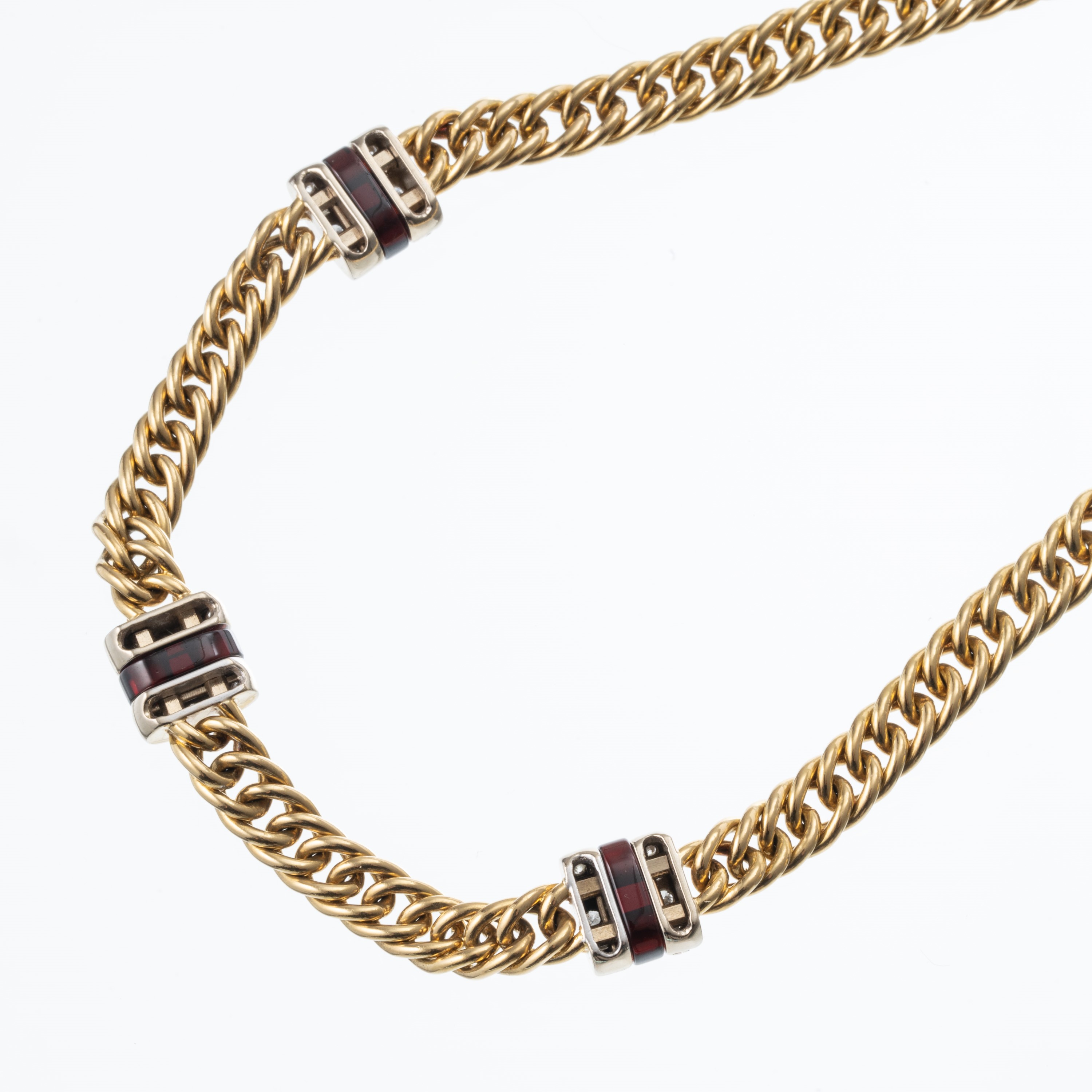 Pomellato - Collana in oro giallo 18 kt con inserti in diamanti e occhio di tigre