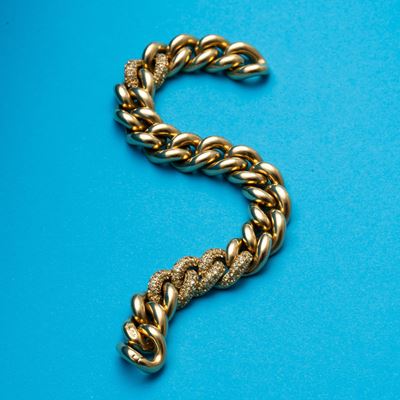 Bracciale groumette in oro giallo 18 kt con zaffiri gialli