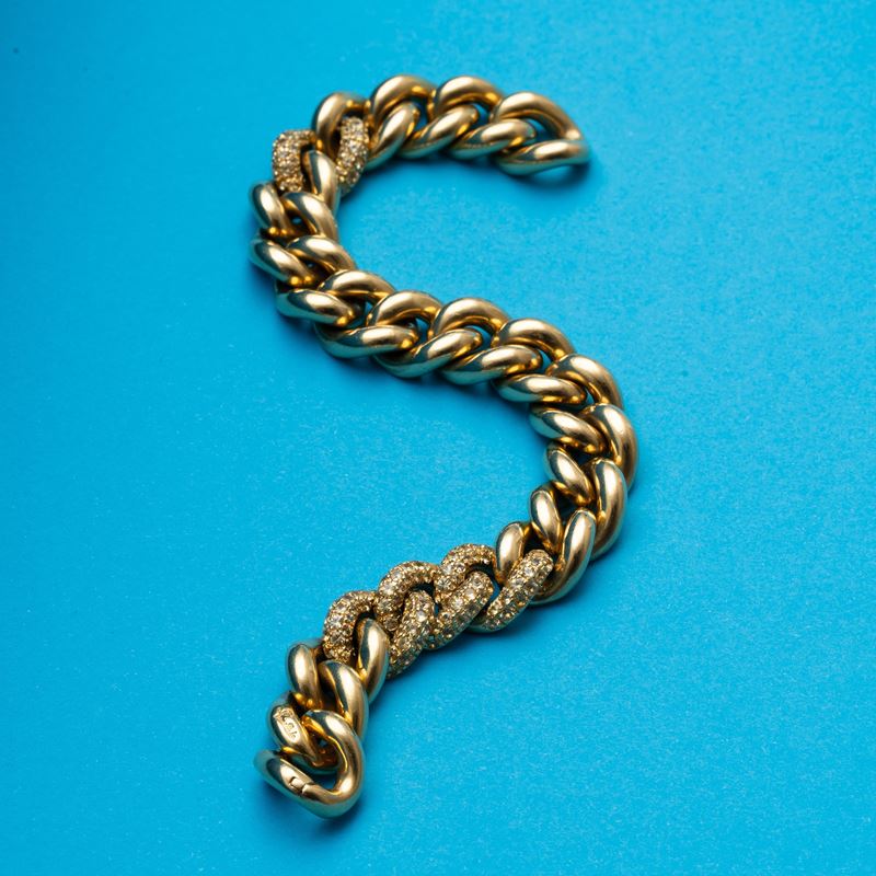Pomellato - Bracciale groumette in oro giallo 18 kt con zaffiri gialli
