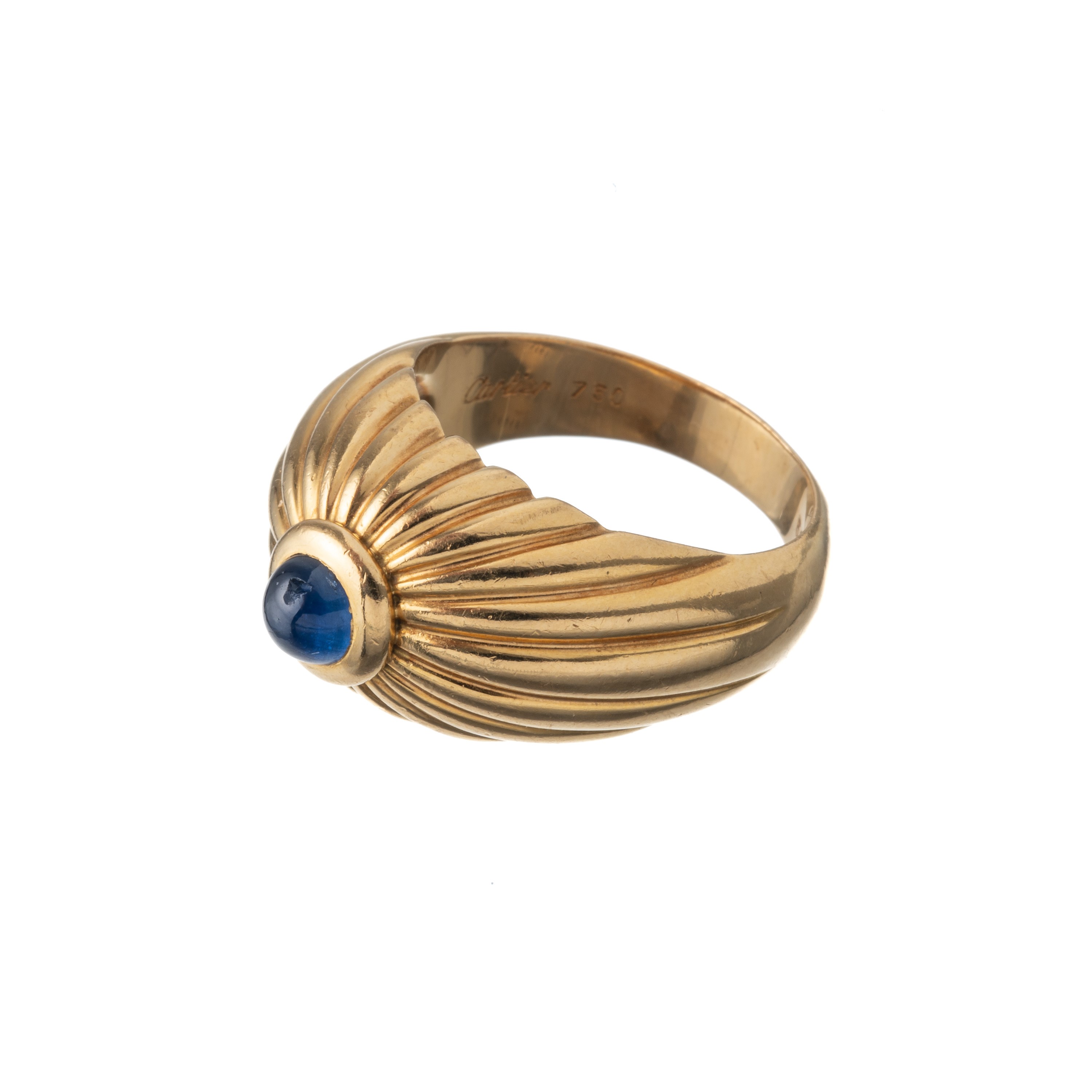 Cartier - Anello in oro giallo 18 kt con zaffiro cabochon