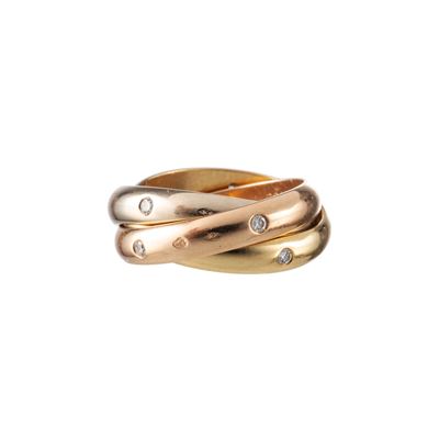 Anello Trinity in oro giallo 18 kt, oro rosa 18 kt, oro bianco 18 kt con diamanti