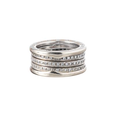 Anello a tre fasce con diamanti in oro bianco 18kt (Modello B01)
