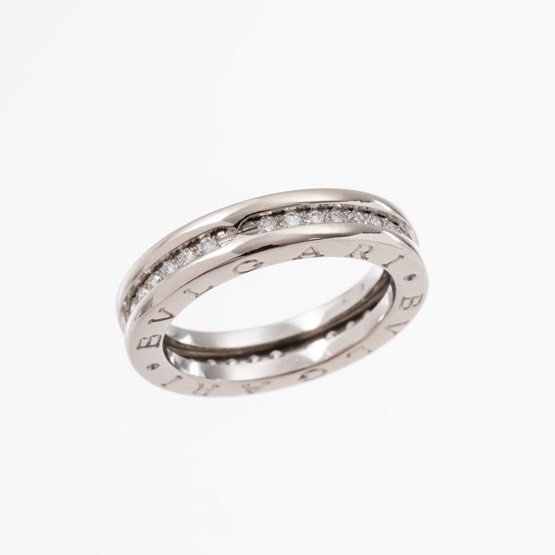 Bulgari - Anello in oro bianco 18 kt con diamanti