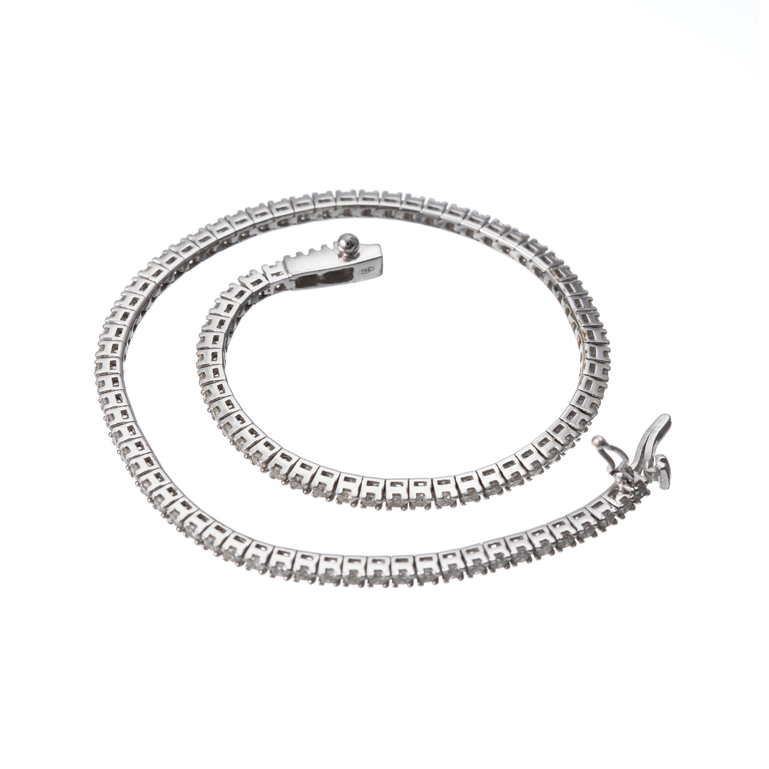 Bracciale tennis in oro bianco 18 kt con brillantini, Ct. 1.00 circa