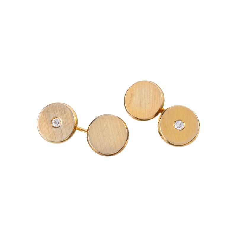Gemelli, oro bianco 18 kt dorato con brillanti (CT. ca. 0,16), dimensioni 28 x 13,15 mm