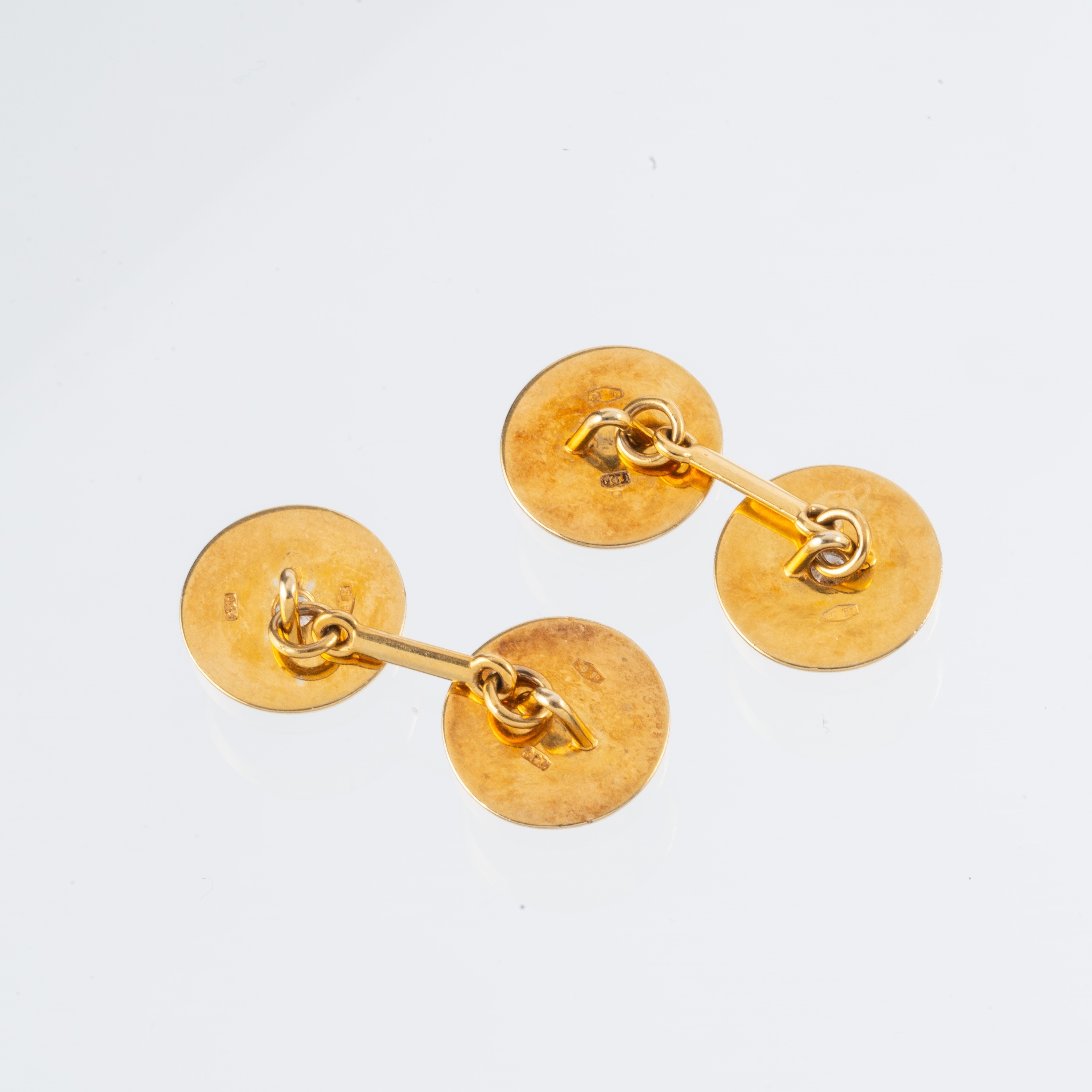 Gemelli, oro bianco 18 kt dorato con brillanti (CT. ca. 0,16), dimensioni 28 x 13,15 mm