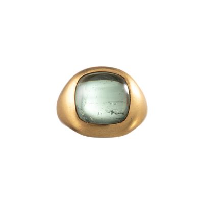 Anello in oro giallo 18 kt con olivina