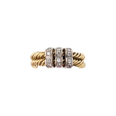 Anello in oro giallo 18 kt con diamanti