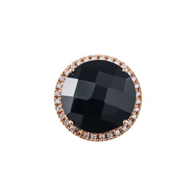 Oro rosa 18 kt, Anello con onice e contorno di brillantini