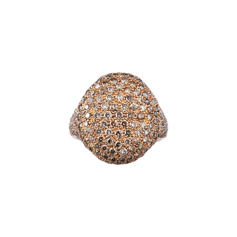 Anello in oro rosa 18 kt con brillanti brown