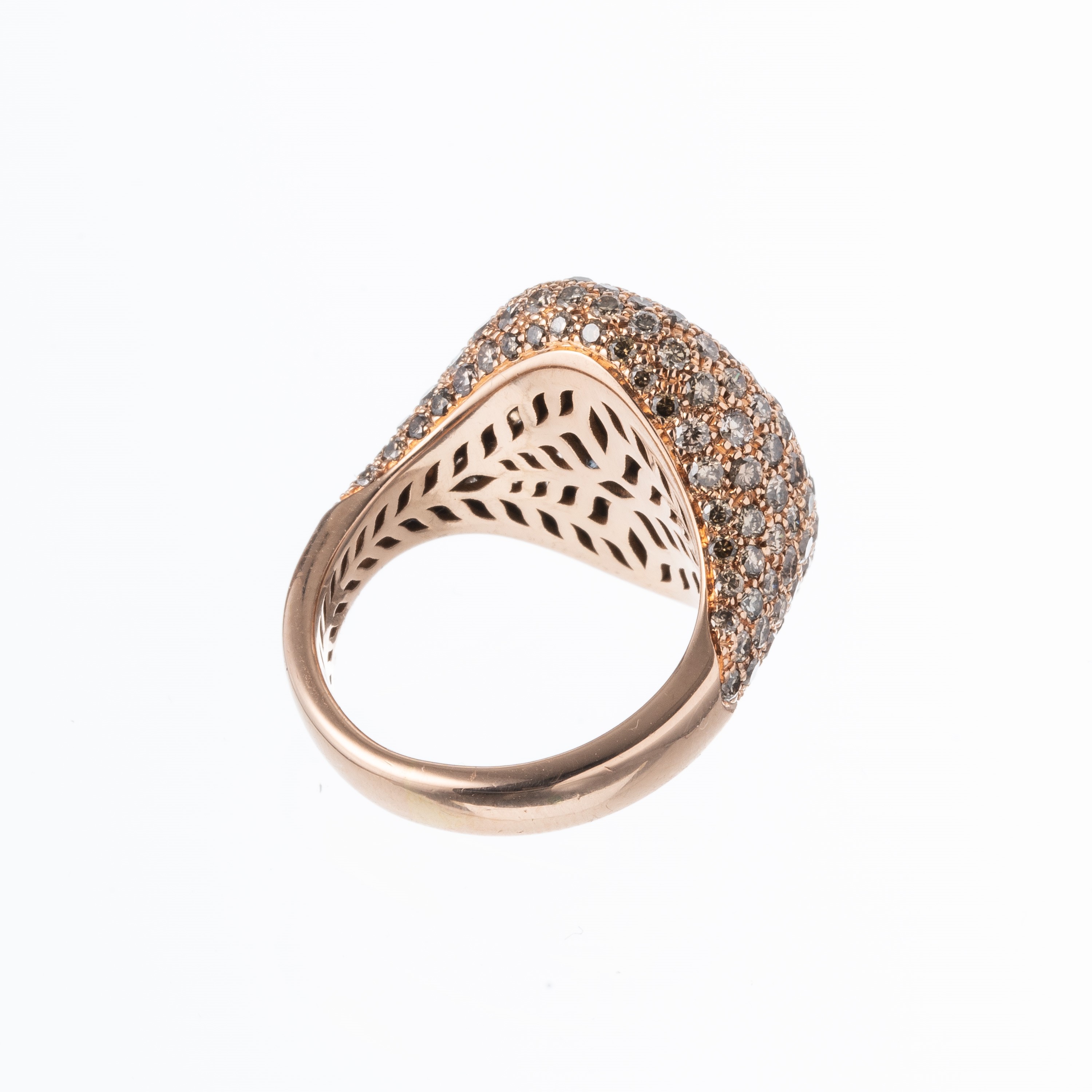 Anello in oro rosa 18 kt con brillanti brown