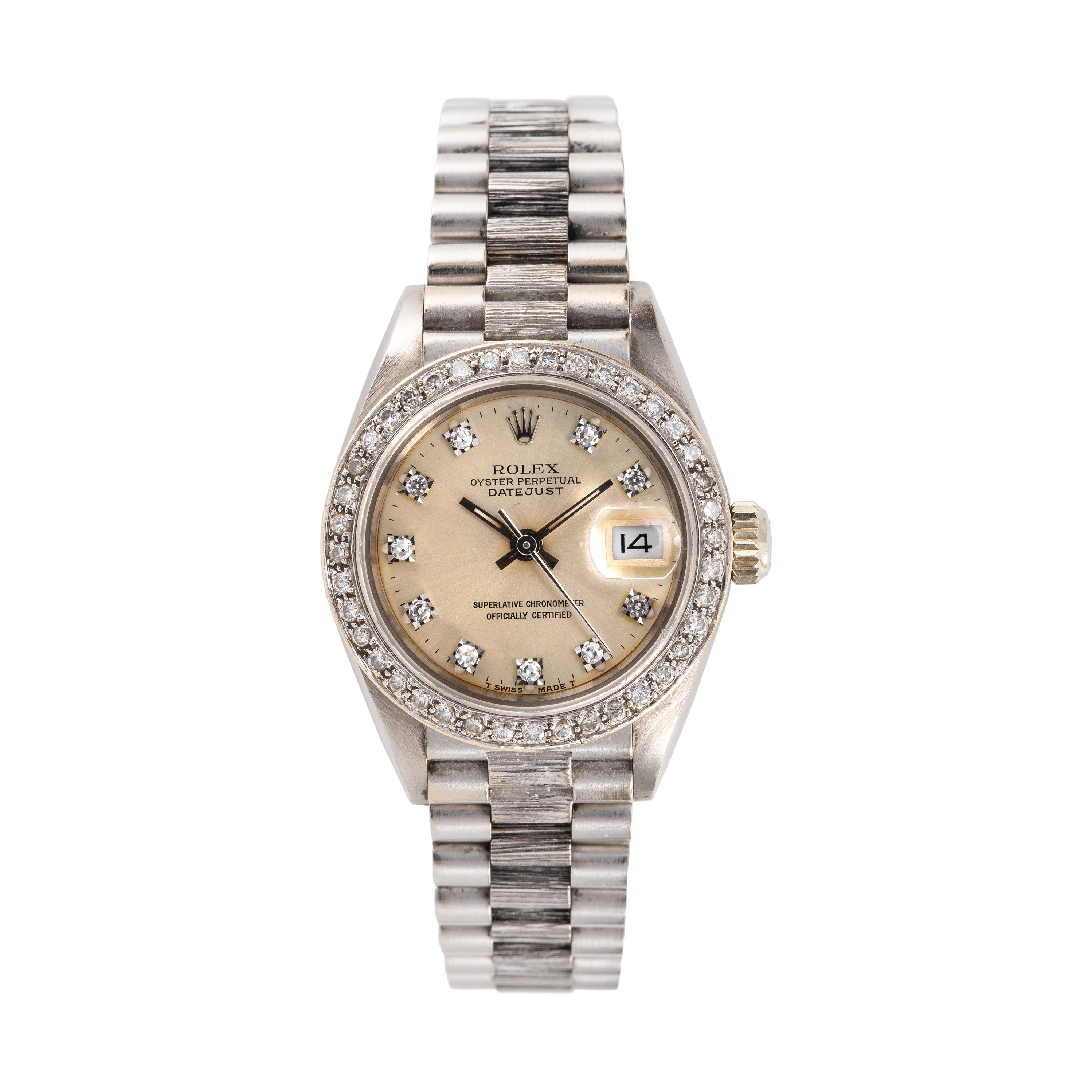 Rolex - Datejust 69279 (1982) — Orologio solo tempo automatico in oro bianco 18 kt con diamanti e...