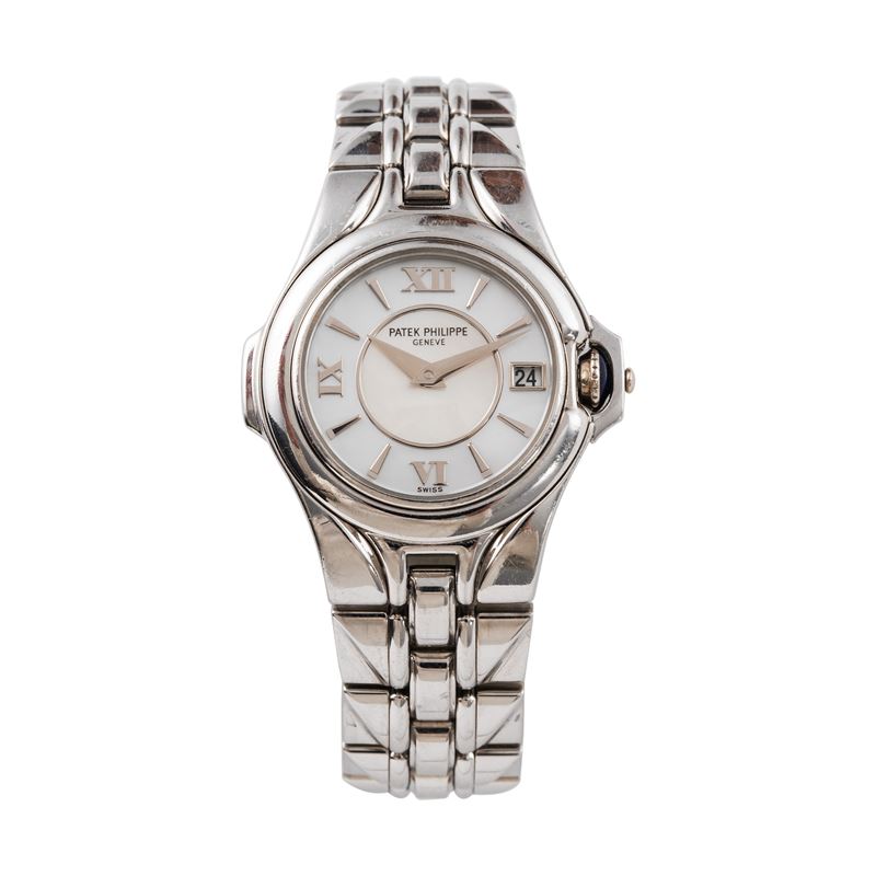 Patek Philippe - Sculpture, orologio da donna solo tempo al quarzo in acciaio con quadrante in ma...