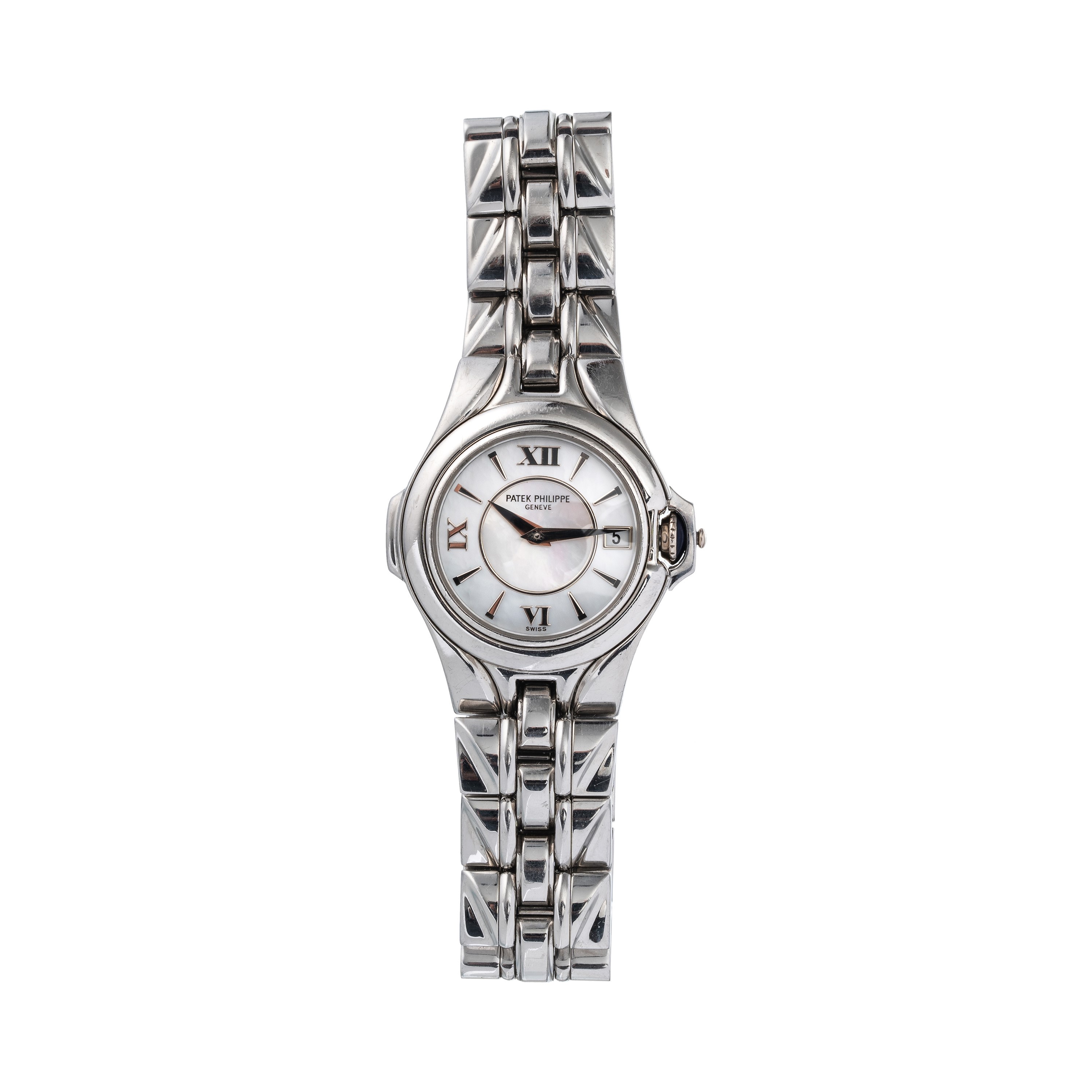 Patek Philippe - Sculpture, orologio da donna solo tempo al quarzo in acciaio con quadrante in ma...