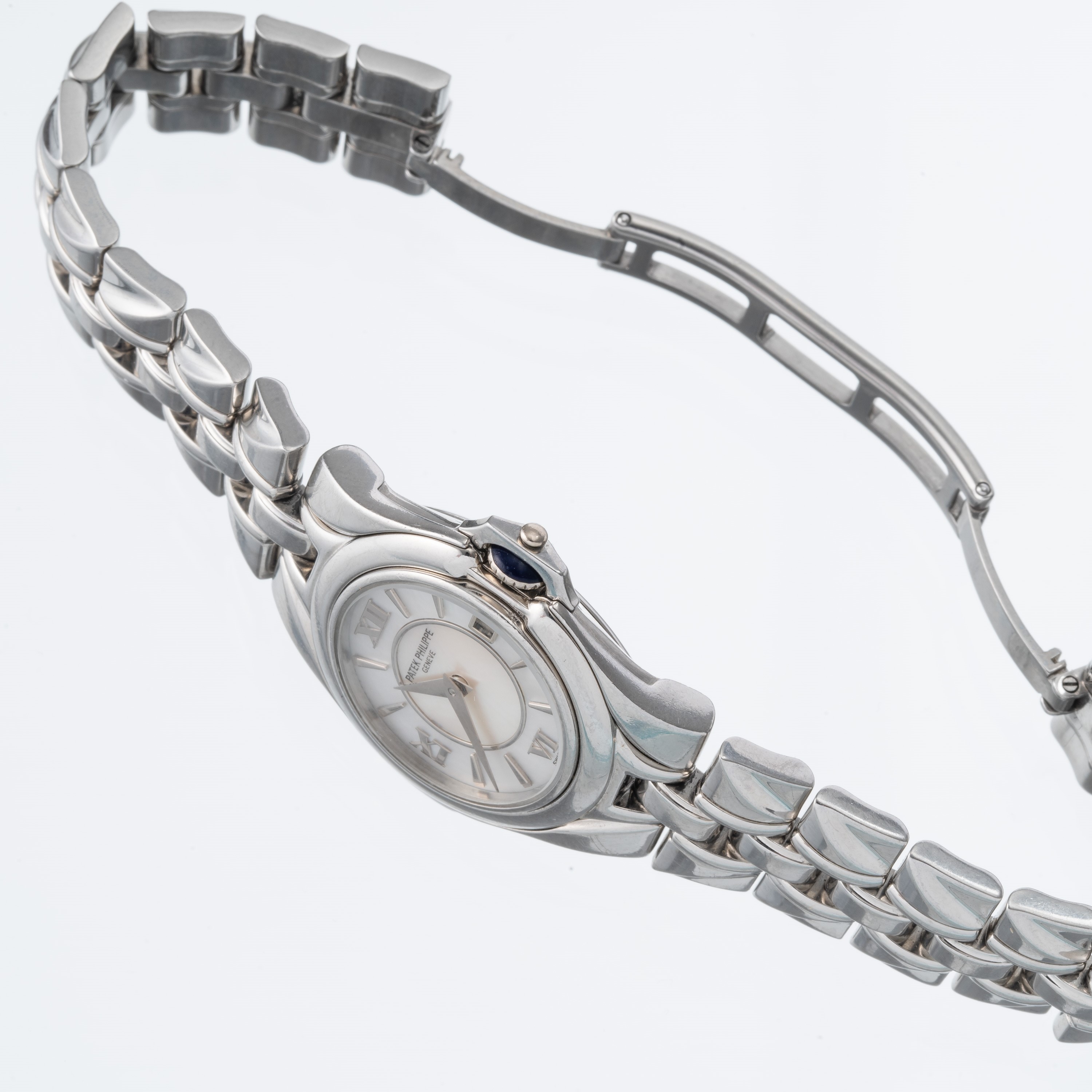 Patek Philippe - Sculpture, orologio da donna solo tempo al quarzo in acciaio con quadrante in ma...