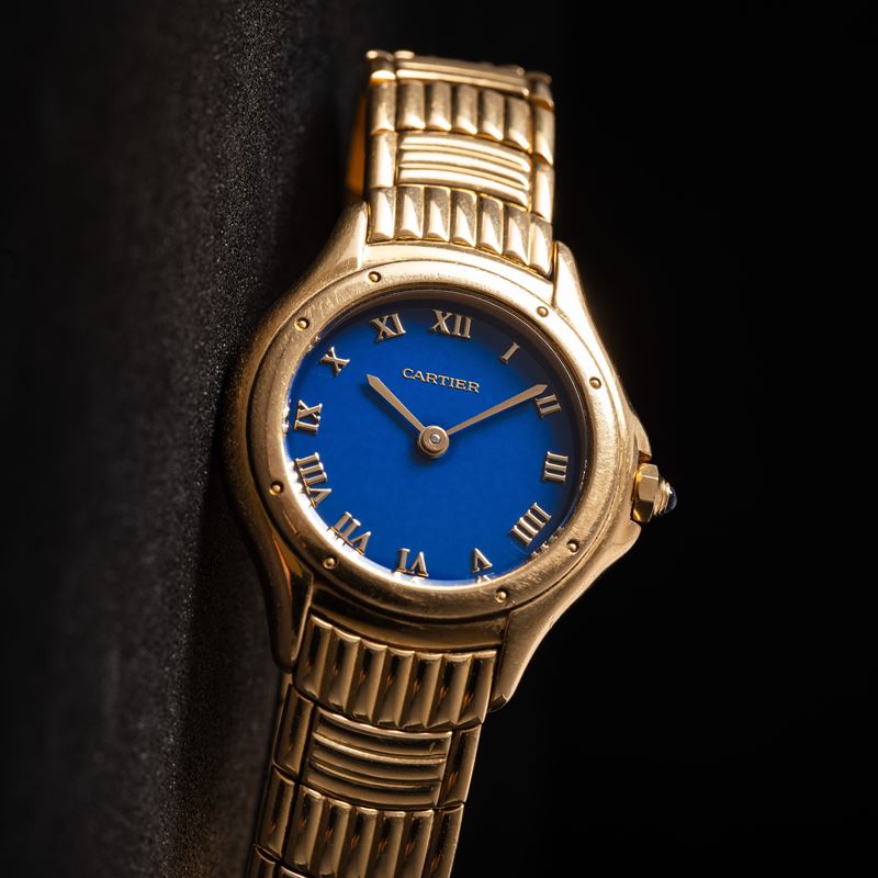 Cartier - Cougar 11701, orologio da donna solo tempo al quarzo in oro giallo 18 kt con quadrante ...