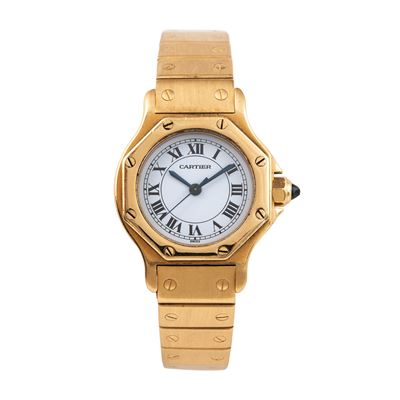 Santos Octagon, orologio solo tempo automatico in oro giallo 18 kt