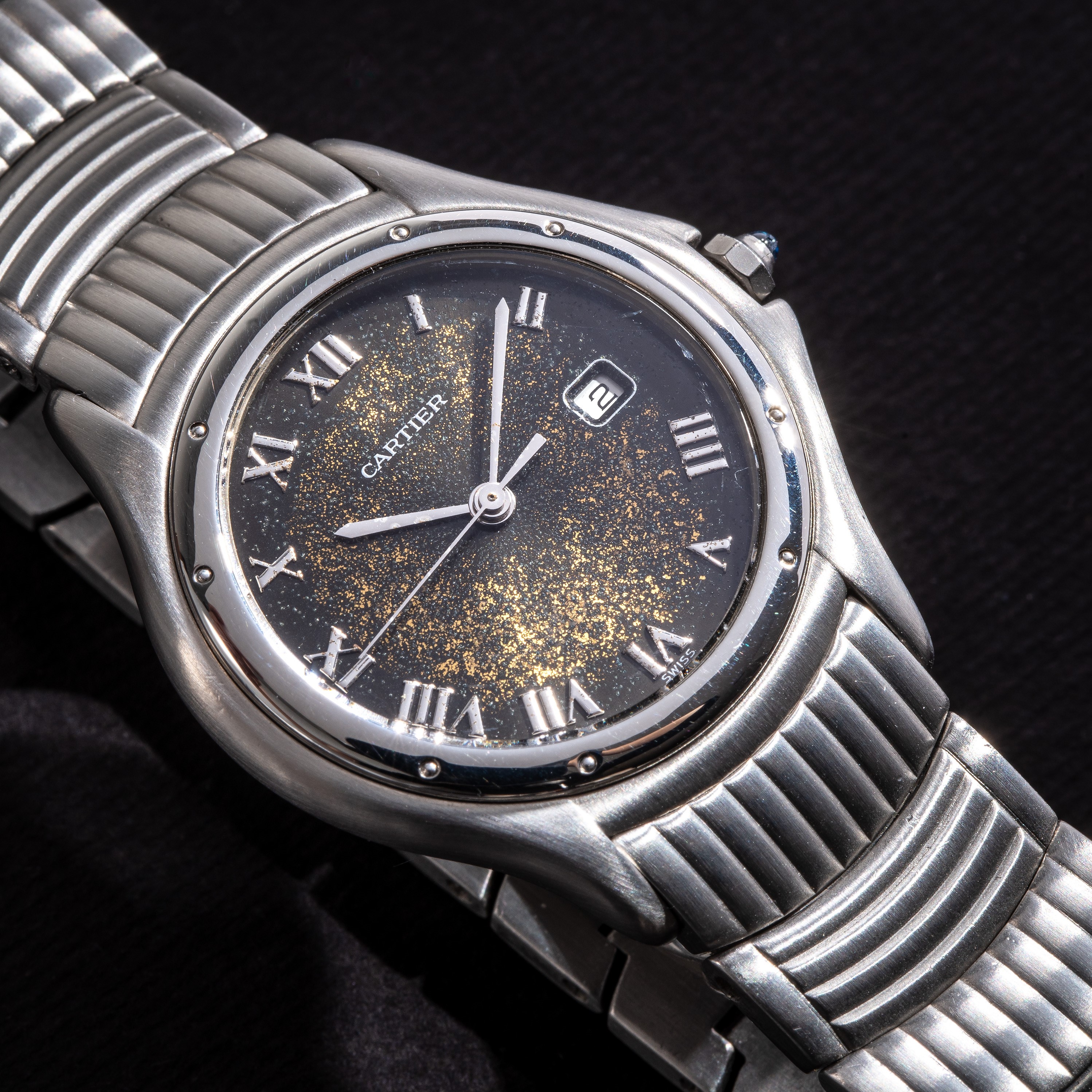 Cartier - Cougar — orologio al quarzo in acciaio con datario e quadrante tropicale