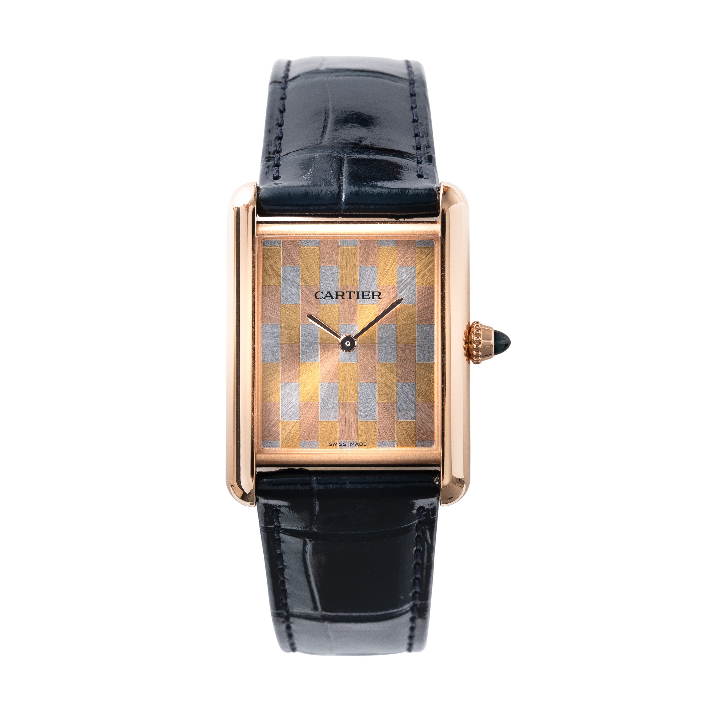 Cartier - Orologio Tank in oro rosa 18 kt a carica manuale con quadrante “Tre Ori”